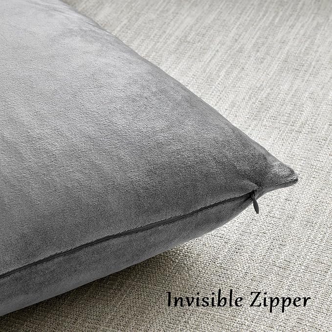 GIGIZAZA Dark Grey Pillow Covers 18x18, Velvet Square Throw Pillows Modern - Image 5