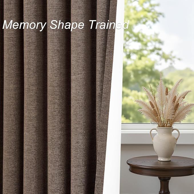 Topfinel 108 Inch Length Linen Curtains Chocolate Brown Curtain 2 Panels - Image 5