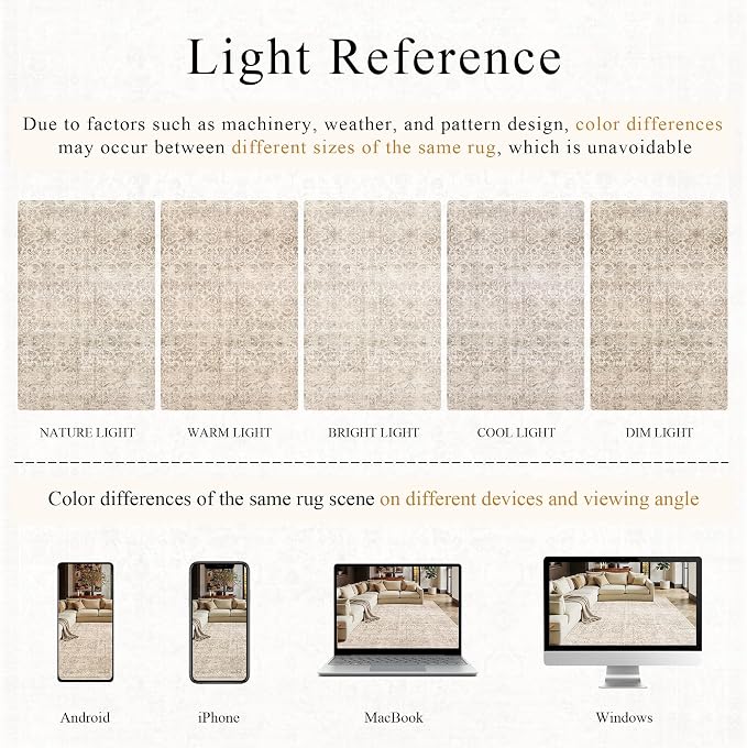 Schweek 2x12 Hallway Runner Rug Washable Non Slip Vintage Beige Kitchen Rug | - Image 6