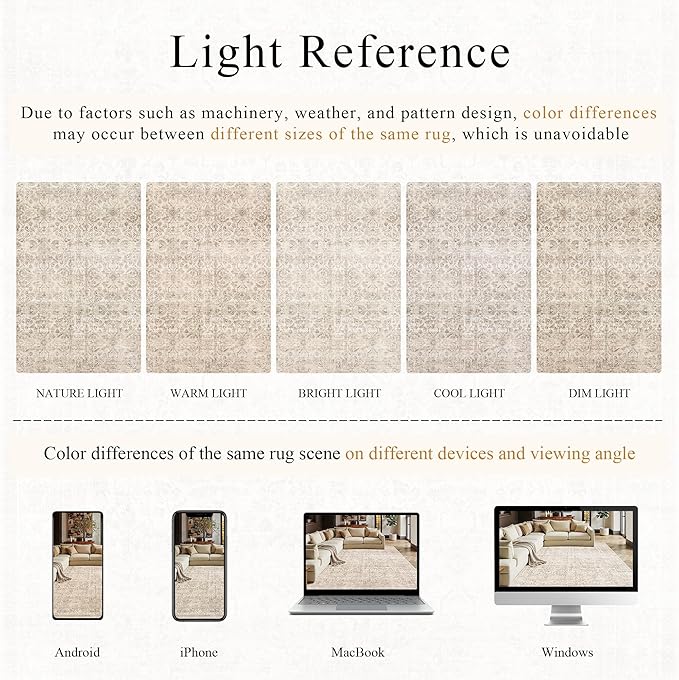 Schweek 3x7 Hallway Runner Rugs Washable Non Slip Kitchen Runners Beige | - Image 6