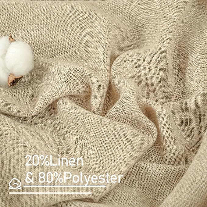Linen Curtains 40 Inch Length 2 Panels, Light Filtering Panels | Semi Sheer - Image 3
