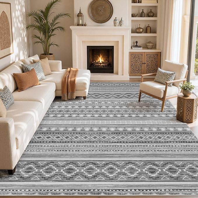 cotiled Boho 9x12 Area Rug for Living Room: Large Moroccan Washable Rug | Stain by COTILED