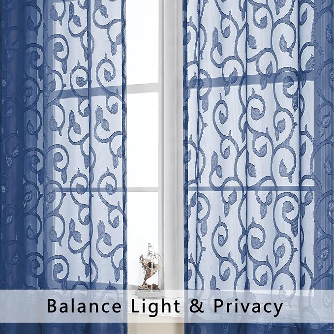 Furman Cafe Curtains 24 Inch Length 2 Panels Set, Elegant Geometric Jacquard - Image 8