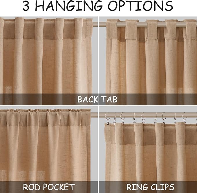 Camel Linen Curtains 84 Inches Long - Image 2