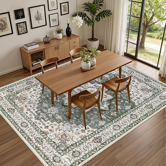 Area Rugs 10x14 Living Room Rug: Washable Rug Soft Vintage Boho Medallion - Image 4