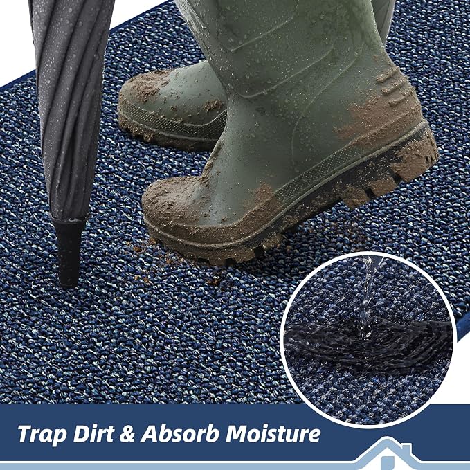 BEQHAUSE Dirt Trapper Door Mat 24" x 60", Non-Slip Washable Doormats, Low - Image 3