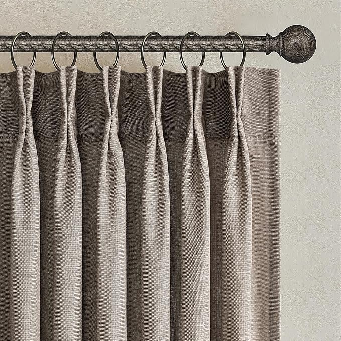 Topfinel Pinch Pleated Linen Curtains 108 Inches Long by Topfinel