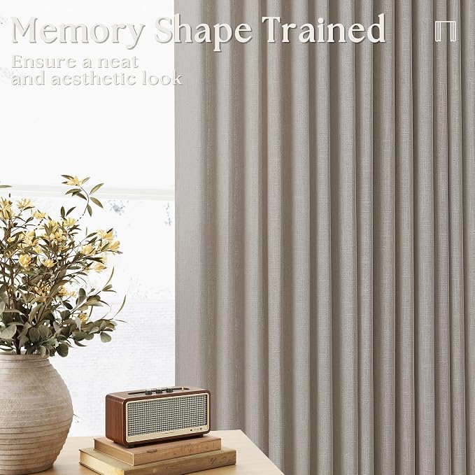 Pinch Pleated Linen Curtains 98 Inches Long - Image 3
