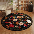 Rugcomf Round Rug 4ft Washable Circle Rug Non Slip Low Pile Boho Floral Small by Rugcomf