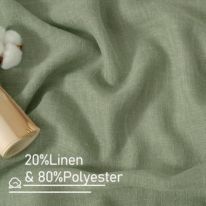 Sage Green Light Filtering Linen Curtains 68 inches Long - Image 2