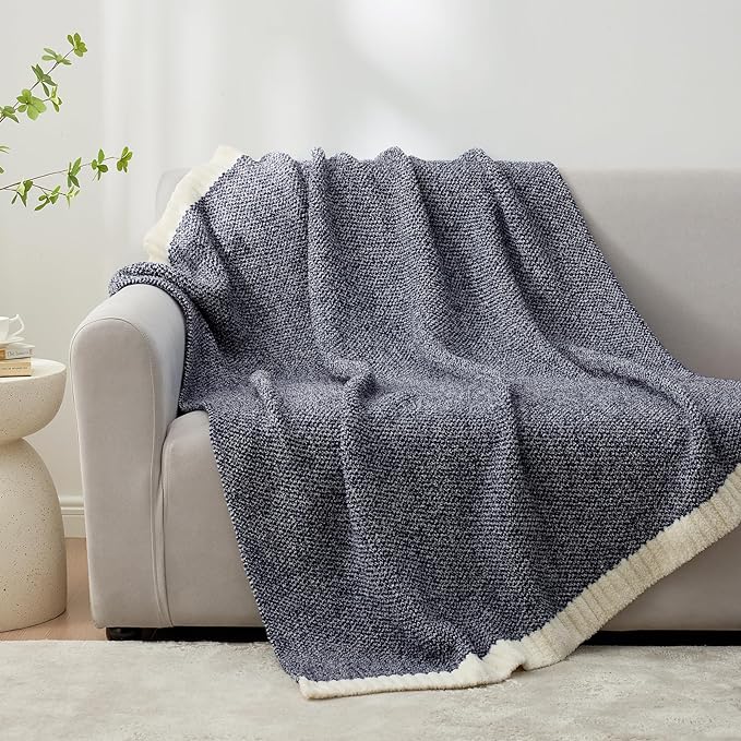 Snuggle Sac Super Soft & Reversible Heather Navy Throw - Image 7