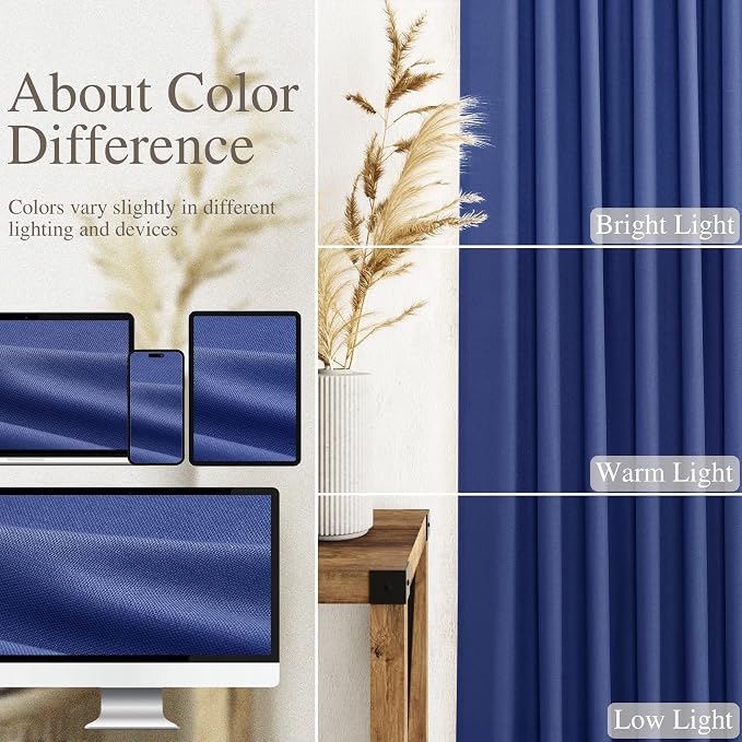 Nanspring Classic Blue Linen Curtains 72 Inch Length - Image 3