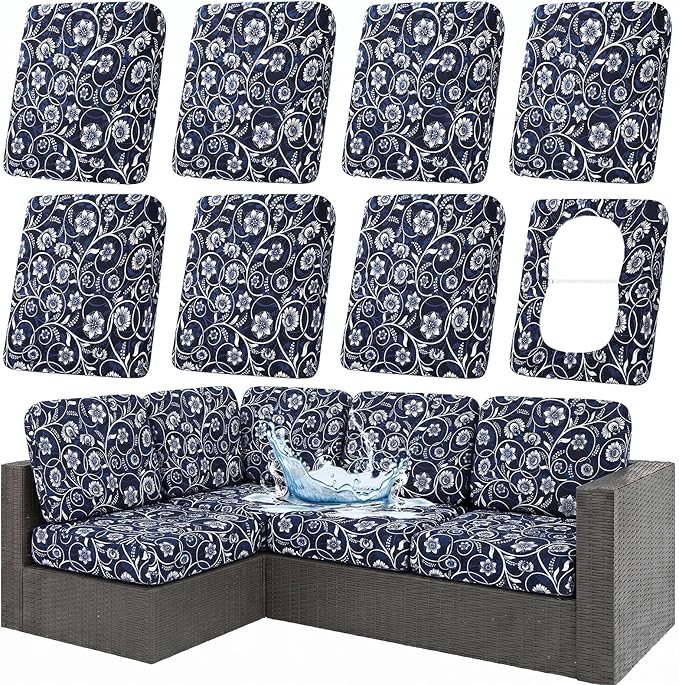 Waterproof Outdoor Cushion Covers, Stretch Patio Slipcovers | UV Resistant by hyha