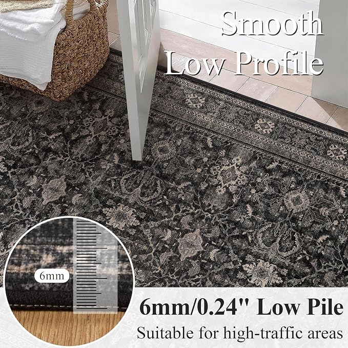 Schweek 2x10 Kitchen Runner Rug Washable Non Slip Hallway Runners Black | - Image 4