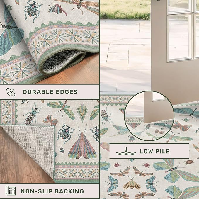 7x9 Green Butterfly Rugs for Kids Bedroom - Image 5