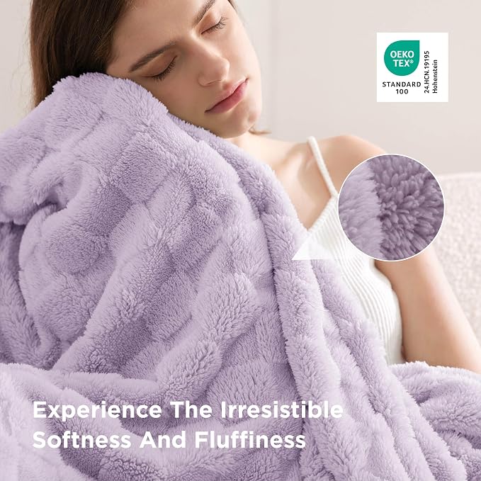 Bedsure GentleSoft Lavender Fog Throw Blanket - Image 4