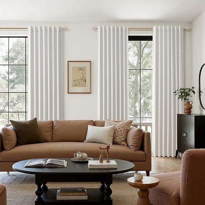 Guken Natural Extra Long 100% Blackout Curtains 132 Inch Length 2 Panels Set - Image 8