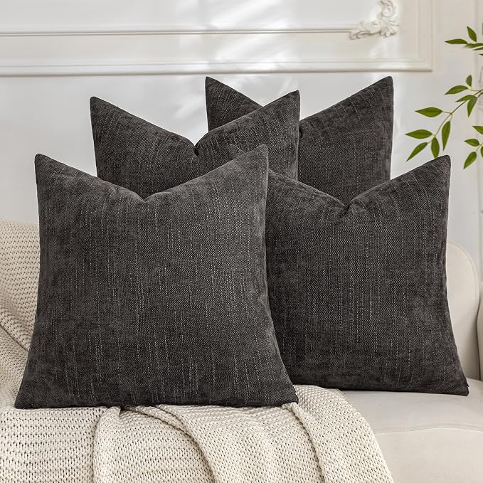 Set of 4 Soft Textured Decorative Throw Pillow Covers 18x18 Inch Cozy Farmhouse by Cozoomy