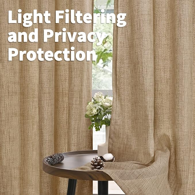 YoungsTex Burlap Toffee Curtains 68 Inch Length - Image 3