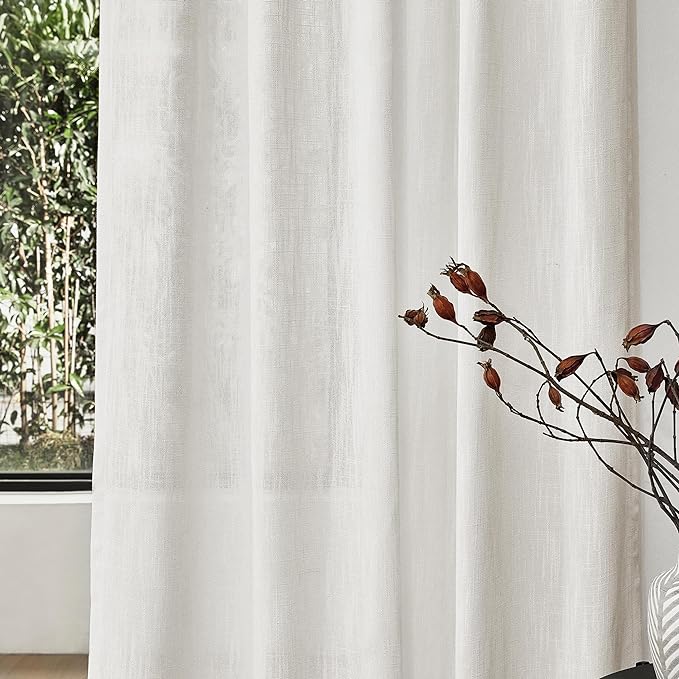 MYSKY HOME Natural Curtains 84 Inches Long, Semi Sheer Light Filtering Soft - Image 4