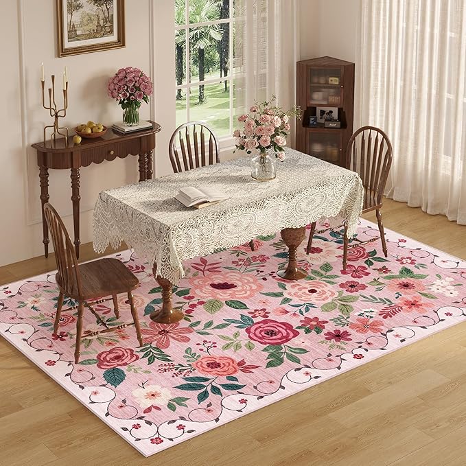 DUKINO 6x9 Area Rugs, Floral Washable Rug - Image 6