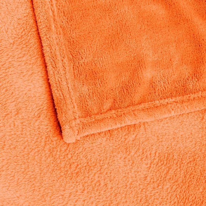 BEDELITE Orange Throw Blanket for Couch & Bed, Luxury Plush Cozy Fleece Blanket - Image 6