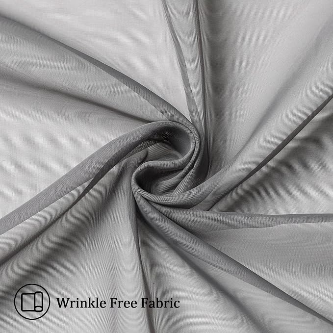 Aiyufeng Charcoal Grey Sheer Curtains, 84 inches Long, 2 Panels Sets, - Image 8