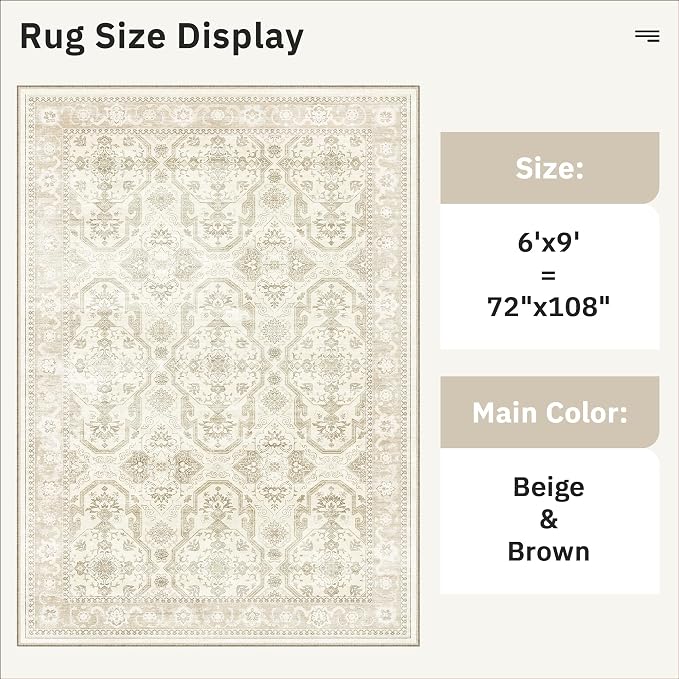 Area Rug 6x9, Washable Rugs, Stain Resistant Gray Area Rugs - Image 5
