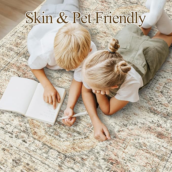 9x12 Area Rugs for Living Room, Non Slip Machine Washable Vintage Rugs - Image 4