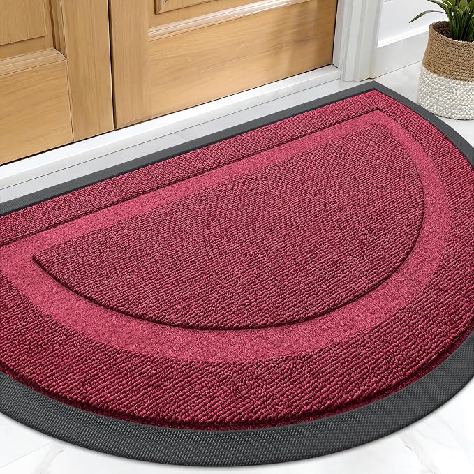 OLANLY Half Circle Front Door Mat Outside 33x21 All-Season Rubber Doormat | by OLANLY