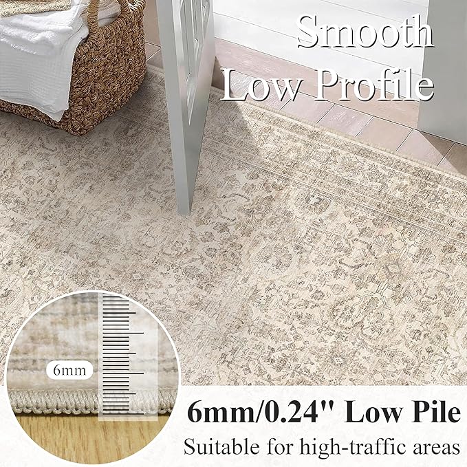 Schweek 3x7 Hallway Runner Rugs Washable Non Slip Kitchen Runners Beige | - Image 4