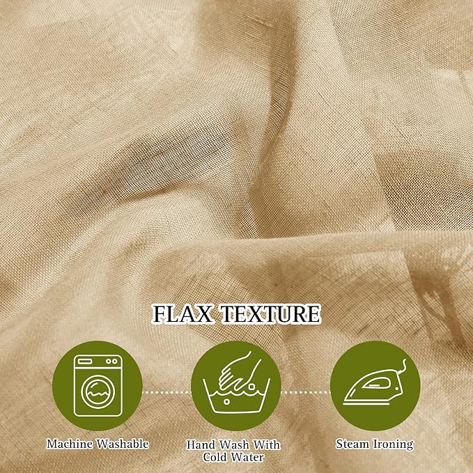 NICETOWN Sheer Linen Curtains Flax Texture 90 inch Long, Grommet Semi Sheer - Image 4