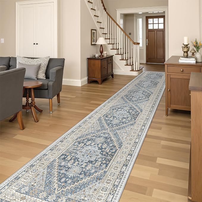 Washable Runner Rug 2.5x16, Non-Slip Long Kitchen Mats by Restydon