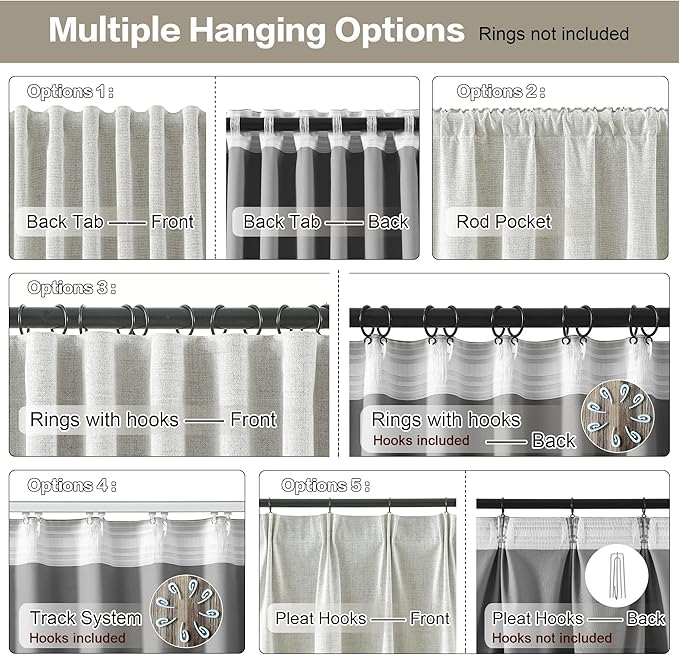 RAIN CITY Natural Blackout Door Curtains for Doorway 2 Panels Set,Back Tab Rod Pocket Curtains 80 Inches Long, Linen Burlap Textured Room Darkening Curtains for Bedroom Nursery 2 Panels 50x80