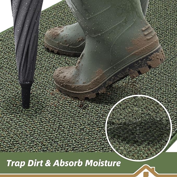 BEQHAUSE Dirt Trapper Door Mat 24" x 36" Half Circle Non Slip Rugs, Absorbent - Image 3
