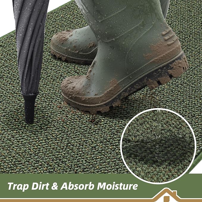 BEQHAUSE Dirt Trapper Door Mat 32" x 48" Half Circle Non Slip Rugs, Absorbent - Image 3