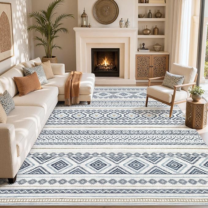 cotiled Boho 10x14 Area Rug for Living Room: Large Moroccan Washable Rug | by COTILED