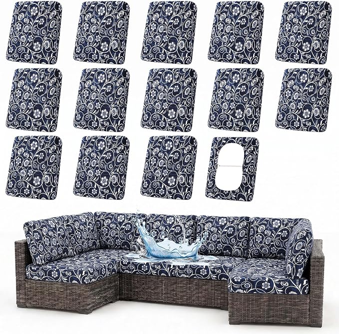 Waterproof Outdoor Cushion Covers, Stretch Patio Slipcovers | UV Resistant by hyha