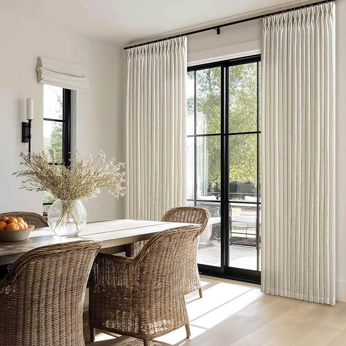 Tan Beige Memory Trained Semi Sheer Linen Pleated Curtains 80 Inches Long | 80 - Image 7