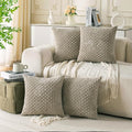 Set of 4 Taupe Decorative Throw Pillow Covers 24x24 Inch Corduroy Pillow Covers by Cozoomy