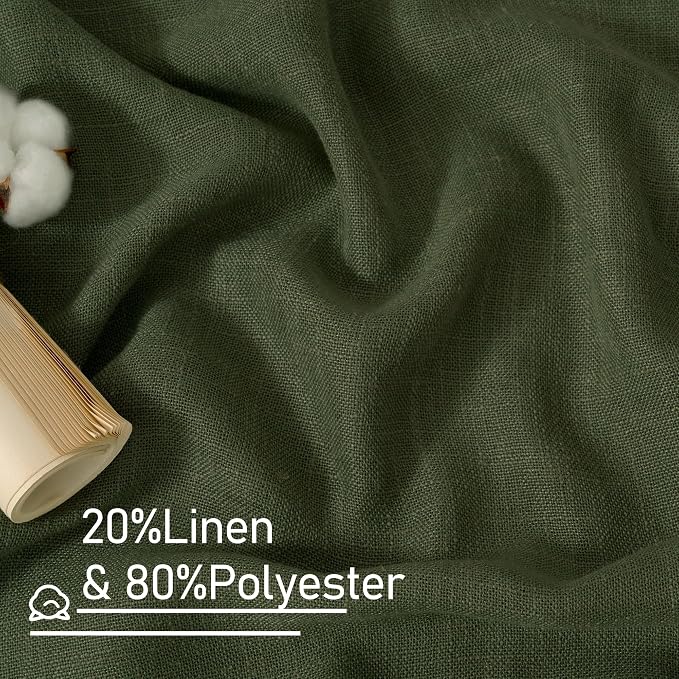 Olive Green Sheer Linen Curtains 63 inch Length - Image 3