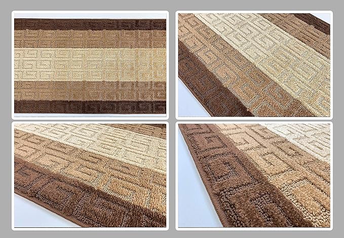 Custom Length Hallway Runner Rug, Slip Resistant, Meander Brown, 26 Inch X 26 - Image 6