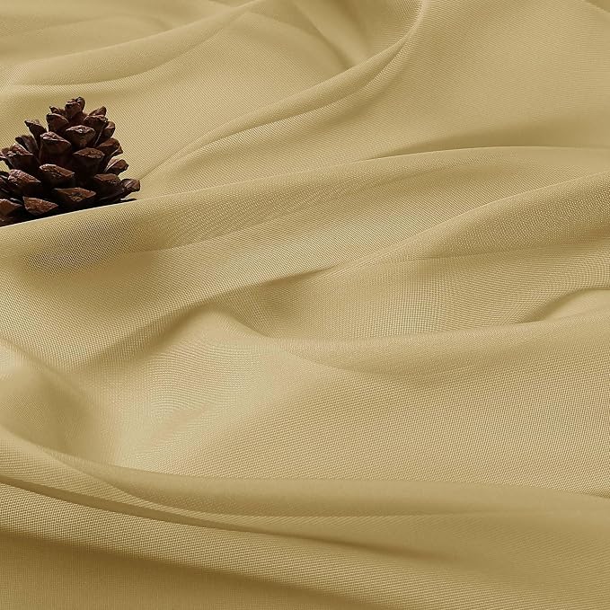 Extra Long Gold Sheer Curtains 96 Inches Long 2 Panels Set, Soft Lightweight - Image 8