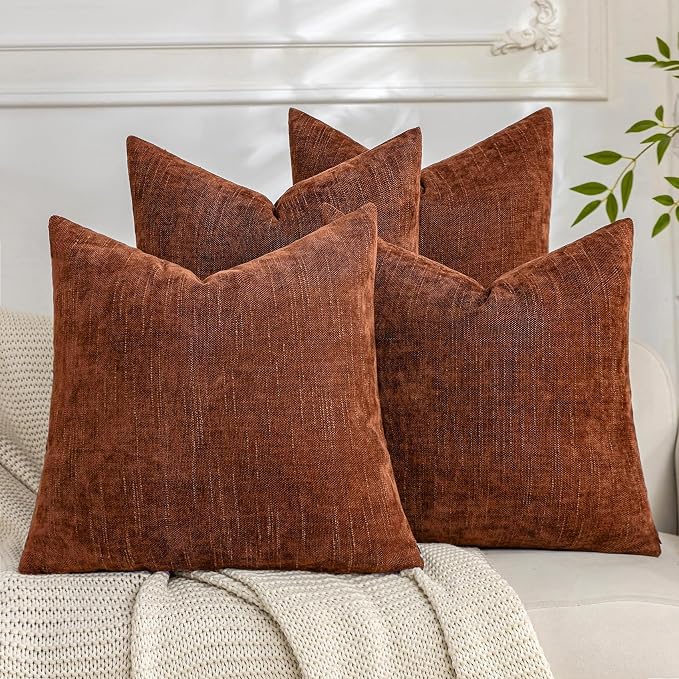 Set of 4 Soft Textured Decorative Throw Pillow Covers 16x16 Inch Cozy Farmhouse by Cozoomy