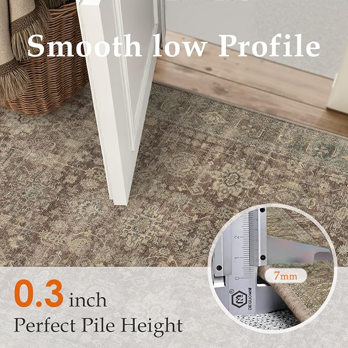 9x12 Washable Area Rug for Living Room Bedroom Vintage Rust Red Non Slip Carpet - Image 6