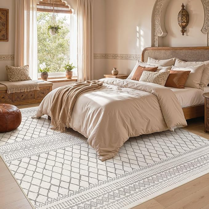 cotiled Boho 10x12 Area Rug for Living Room: Large Moroccan Washable Rug | - Image 6