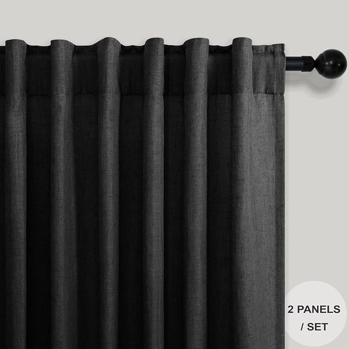 Pitalk 102 Inch Long Curtains Black - Image 2