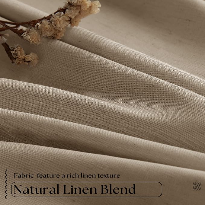 Light Brown Linen Blackout 92 Inch Curtains - Image 3