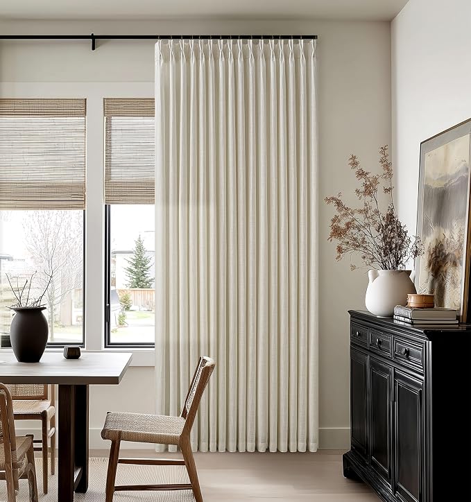 Beige Linen Pleated Light Filtering Curtains by Twodrapes