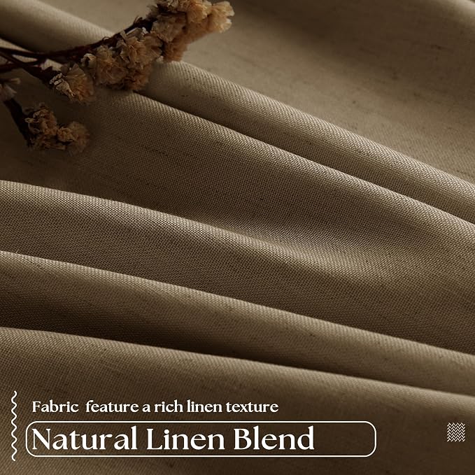 Dutch Cocoa Pinch Pleated 100% Blackout Linen Bedroom Curtains 96 Inch Long | - Image 5